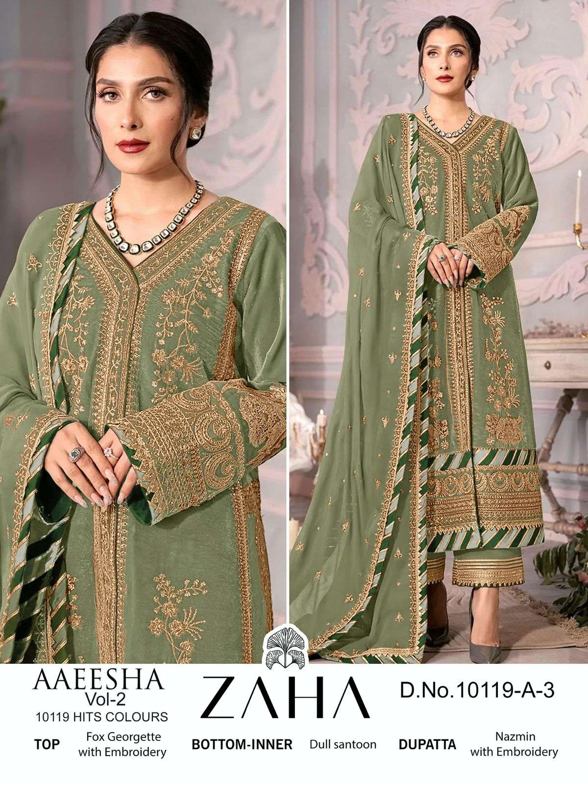 Zaha Aaeesha 10119 A To D Georgette Salwar Kameez Wholesale catalog