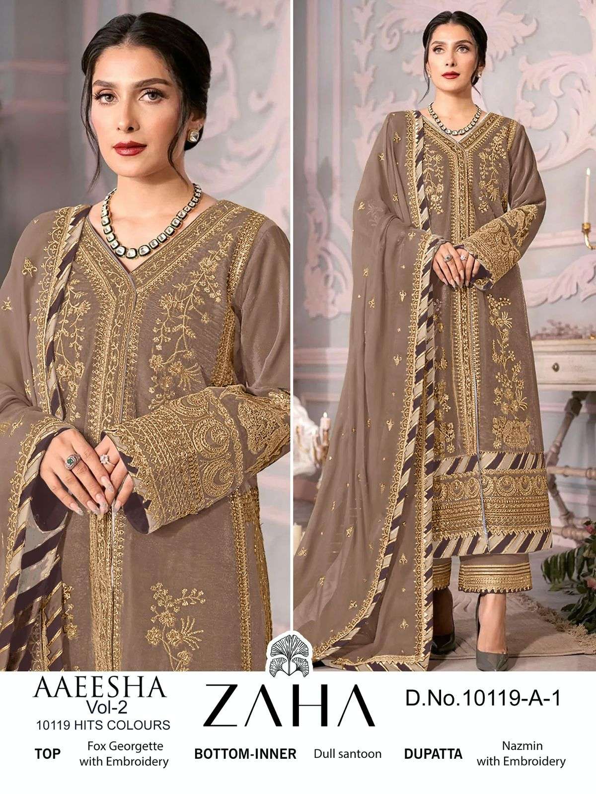 Zaha Aaeesha 10119 A To D Georgette Salwar Kameez Wholesale catalog