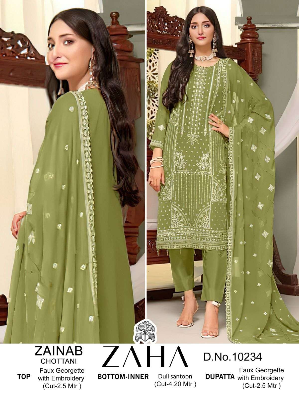 Zaha Zainab Chottani 10233 To 10235 Pakistani Suits Wholesale catalog