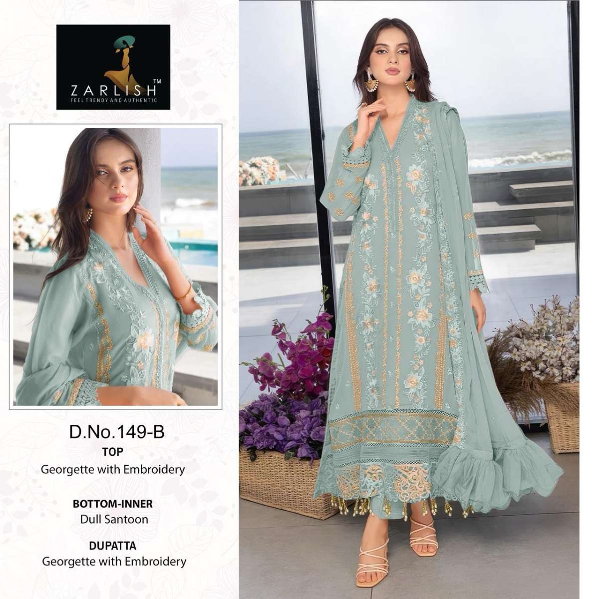 Zarlish Pakistani Work Suit D. No-149 -Dress Material -Wholesale Catalog