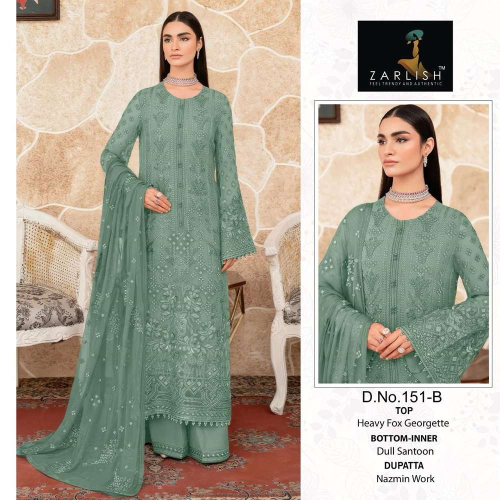 Zarlish Pakistani Work Suit D. No- 151 And 153 -Dress Material -Wholesale Catalog