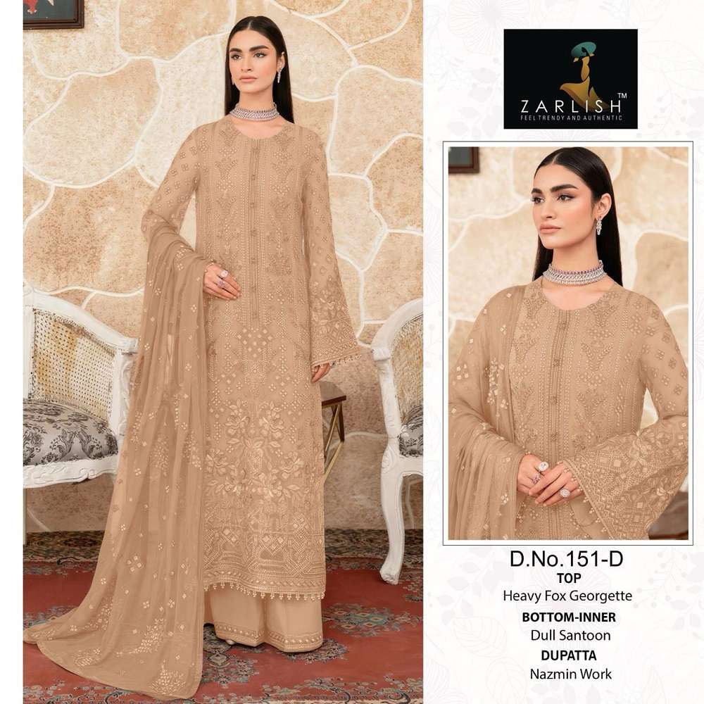 Zarlish Pakistani Work Suit D. No- 151 And 153 -Dress Material -Wholesale Catalog