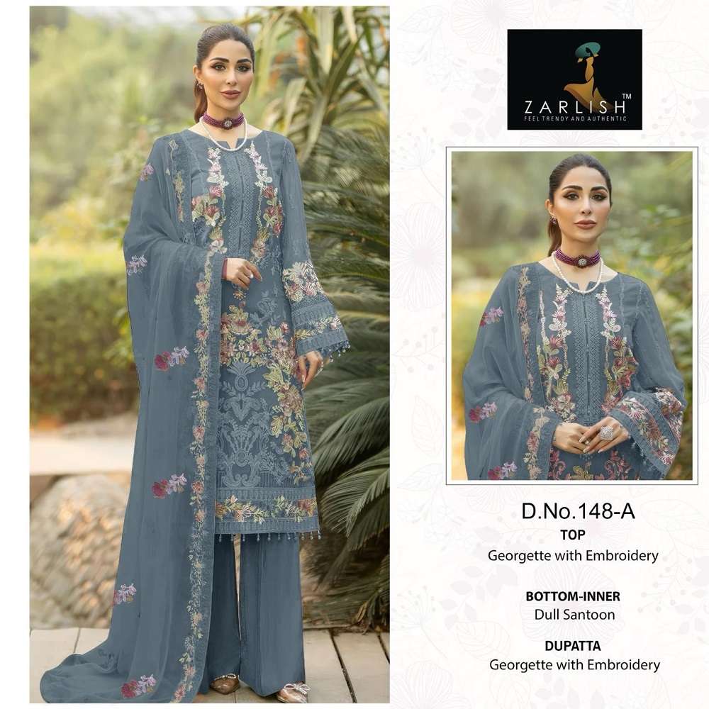 Zarlisha Pakistani Work Suit D. No- 144 And 148 -Dress Material -Wholesale Catalog