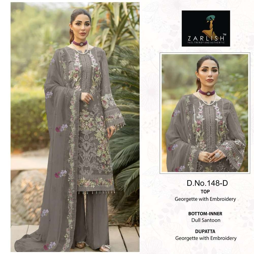 Zarlisha Pakistani Work Suit D. No- 144 And 148 -Dress Material -Wholesale Catalog