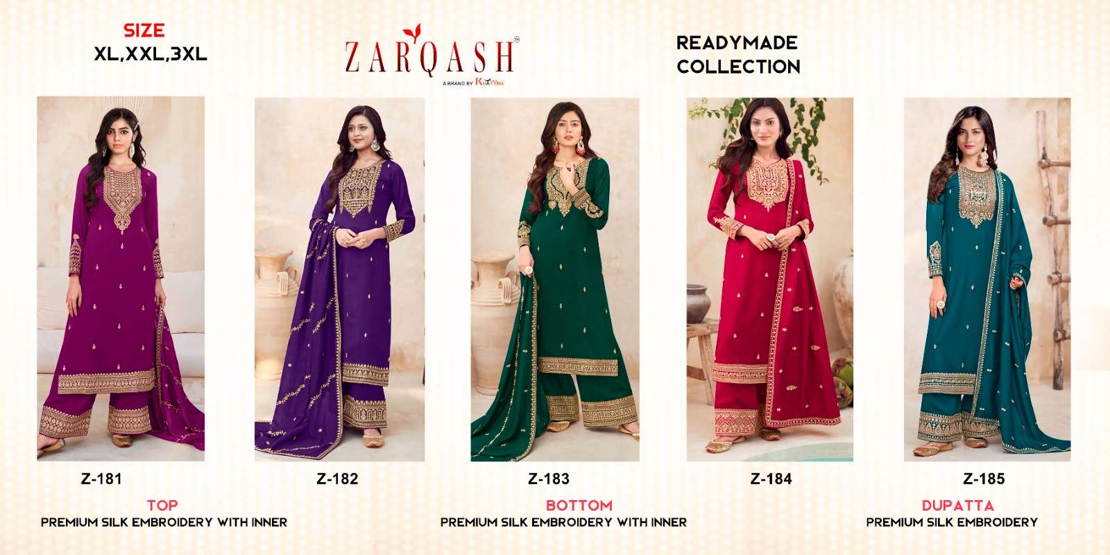Zarqash Z 181 To 185 Salwar Kameez Wholesale catalog