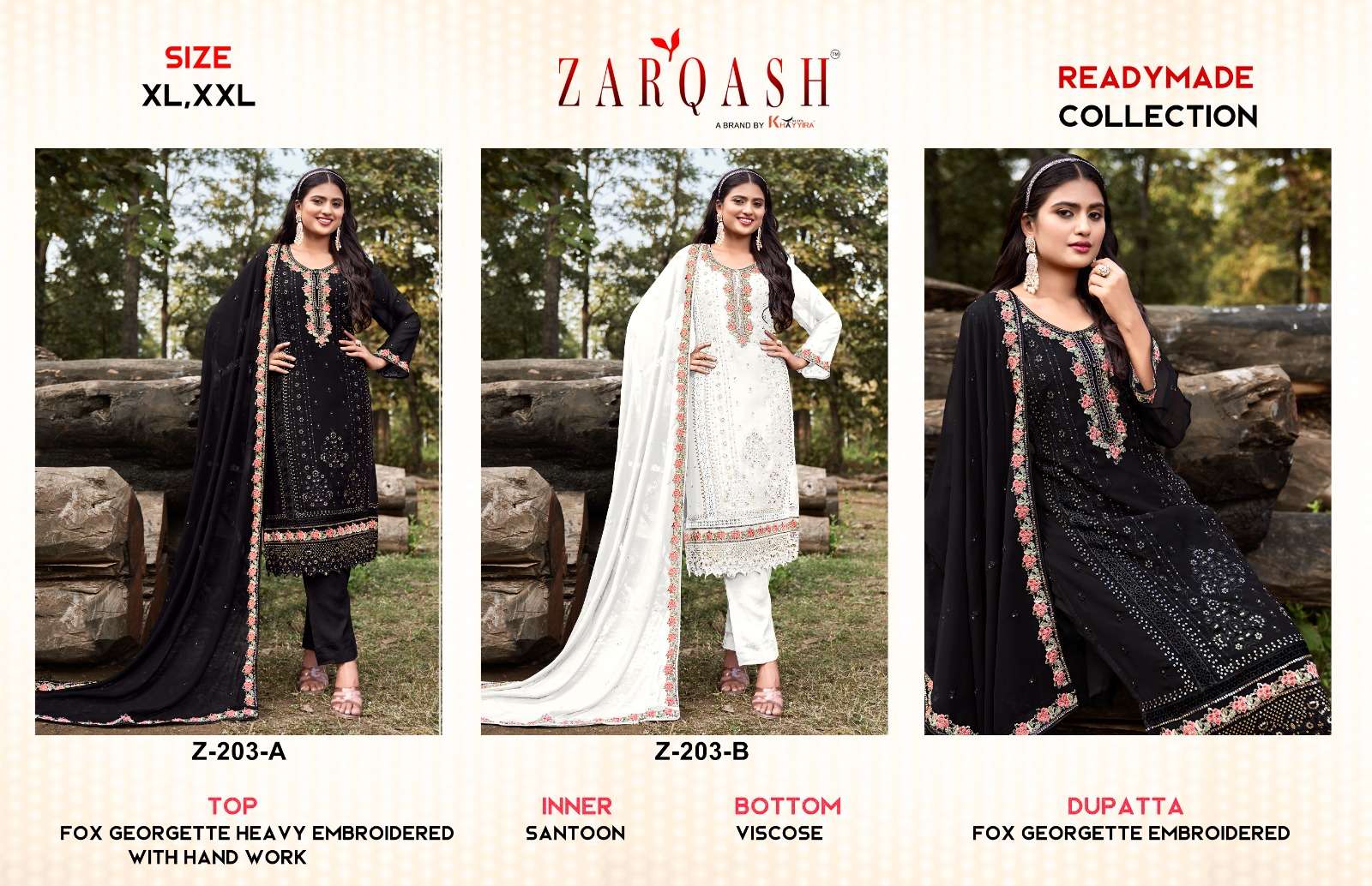 Zarqash Z 203 A And B Pakistani Suits Wholesale catalog