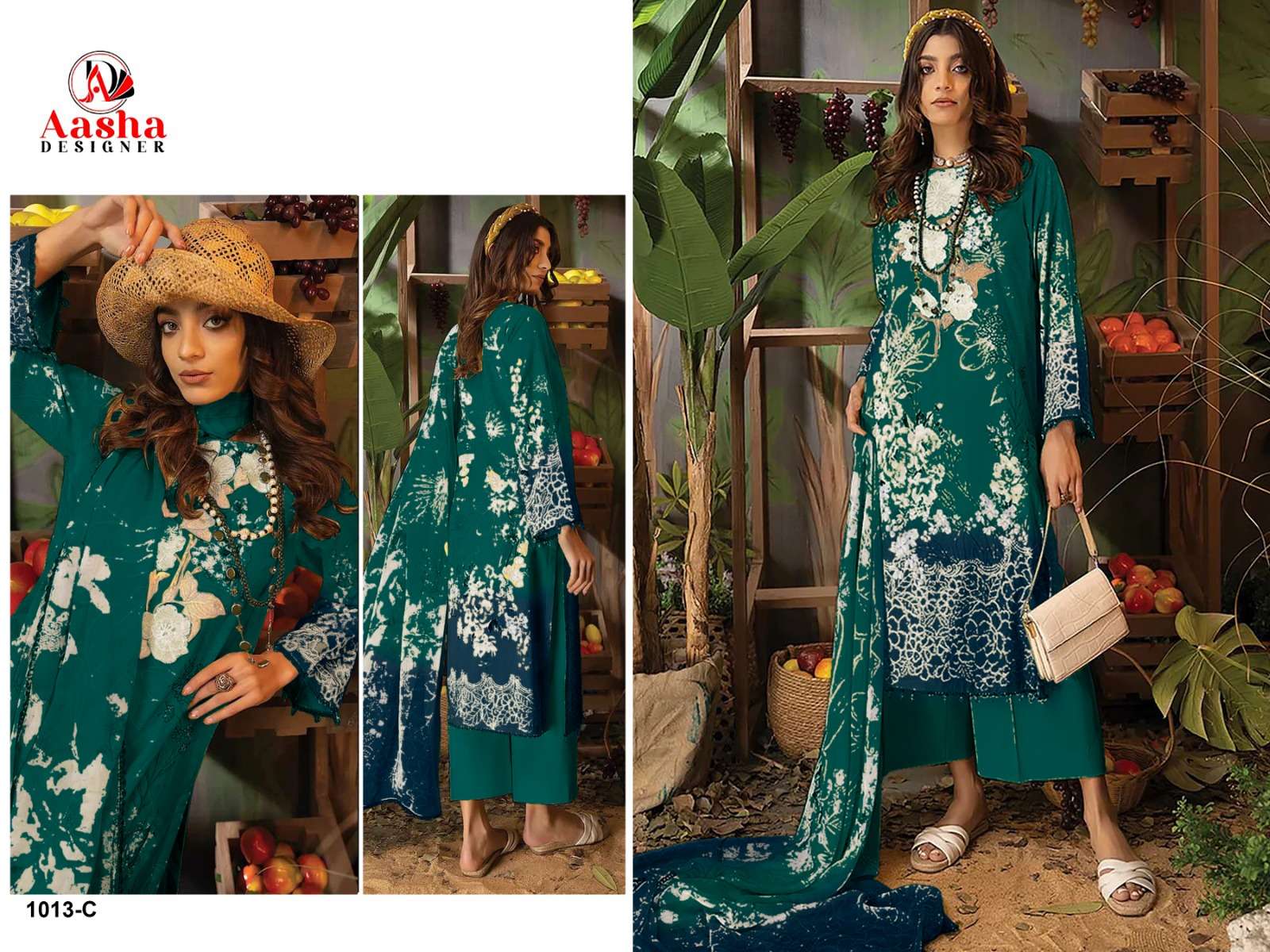 Aasha Adan Libas Colors 1013 A To D Chiffon Dupatta Pakistani Suit Wholesale catalog