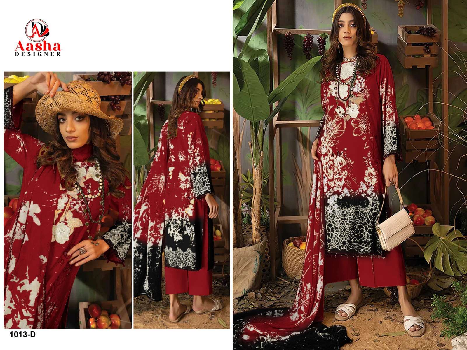 Aasha Adan Libas Colors 1013 A To D Chiffon Dupatta Pakistani Suit Wholesale catalog