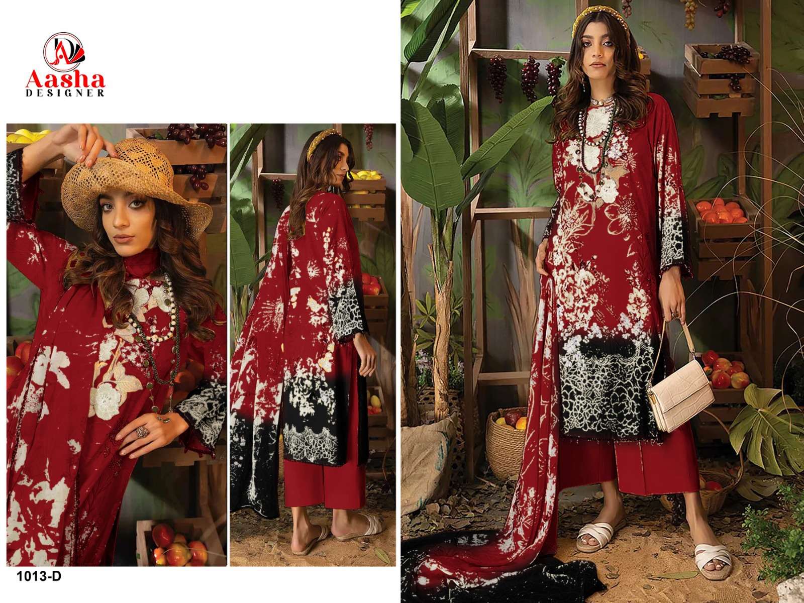 Aasha Adan Libas Colors 1013 A To D Cotton Dupatta Pakistani Suit Wholesale catalog