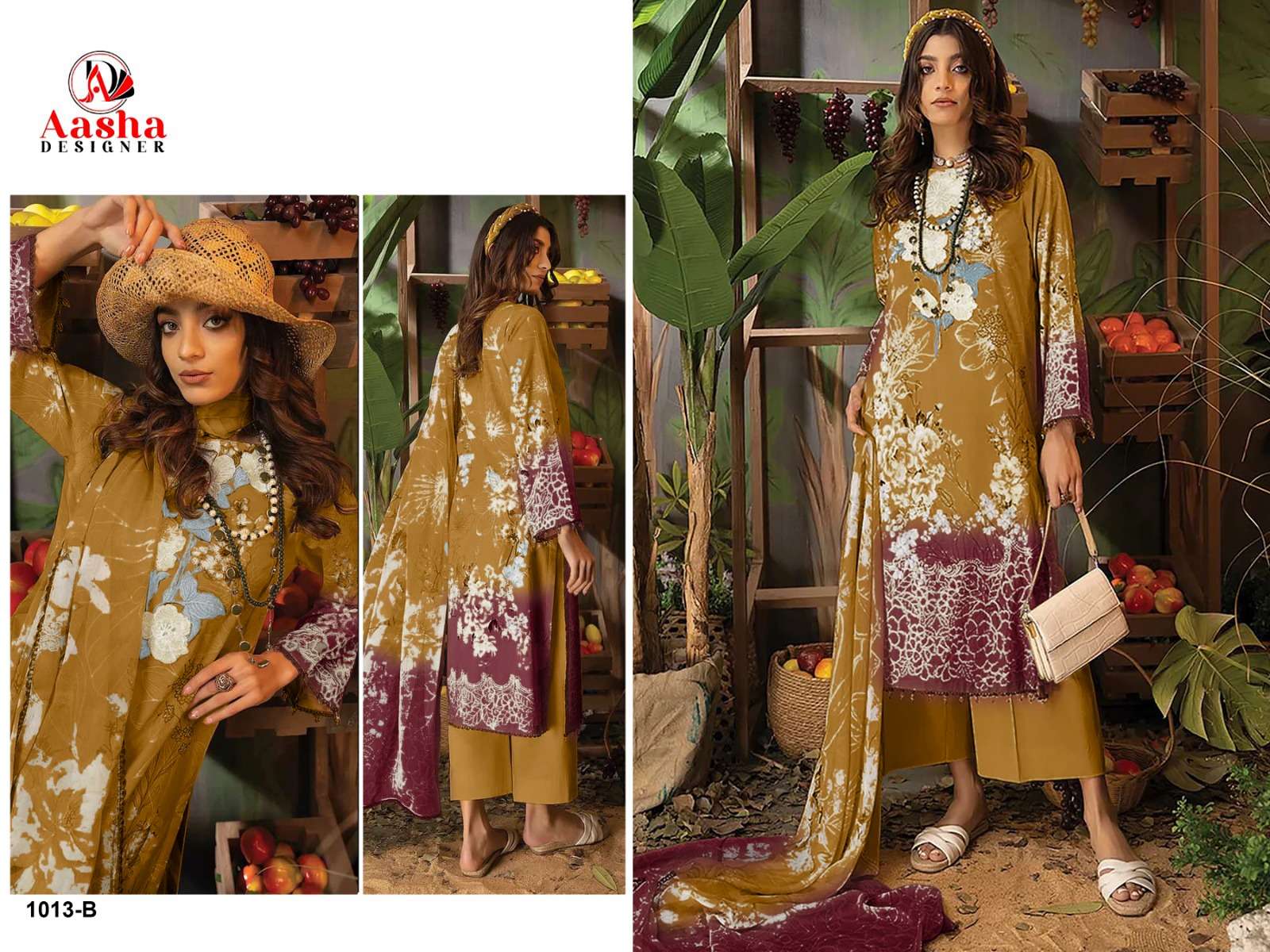 Aasha Adan Libas Colors 1013 A To D Cotton Dupatta Pakistani Suit Wholesale catalog