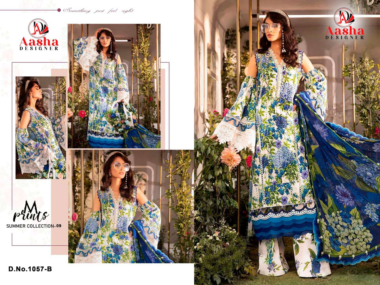 Aasha M Print Vol 9 Chiffon Dupatta Pakistani Suit Wholesale catalog