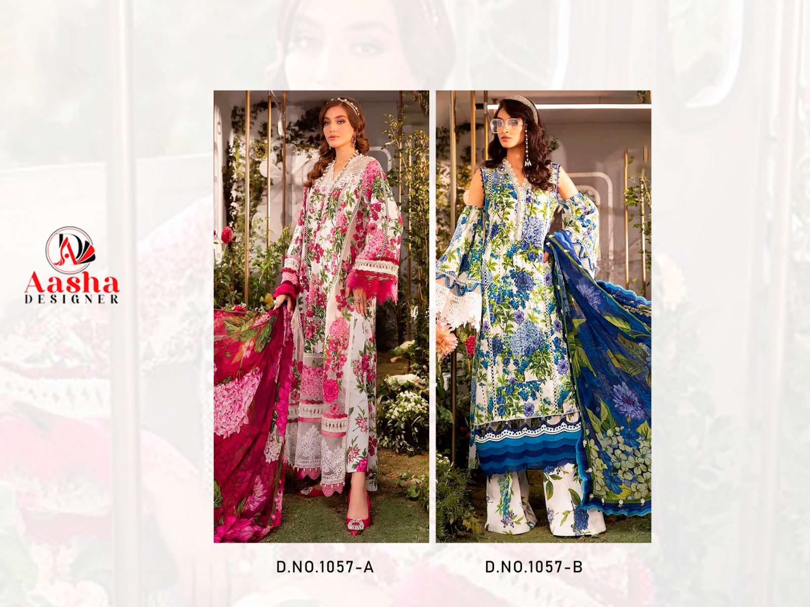Aasha M Print Vol 9 Chiffon Dupatta Pakistani Suit Wholesale catalog
