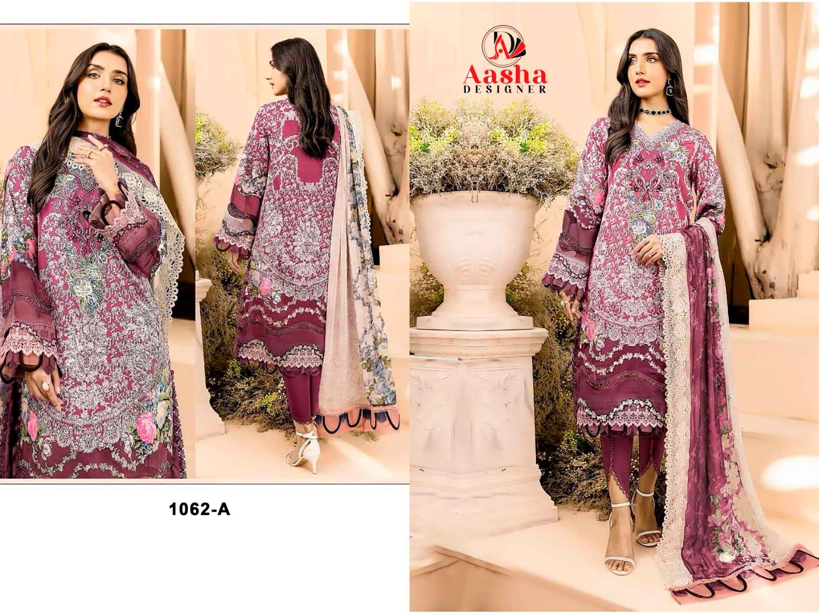 Aasha Needle Wonder Vol 6 Chiffon Dupatta Salwar Kameez Wholesale catalog