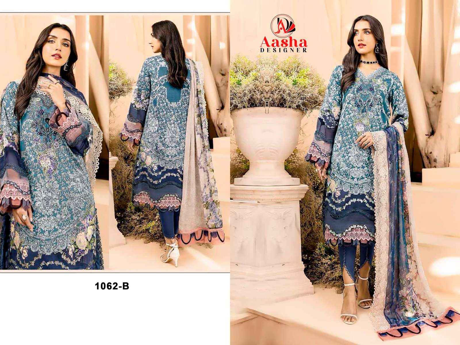 Aasha Needle Wonder Vol 6 Chiffon Dupatta Salwar Kameez Wholesale catalog