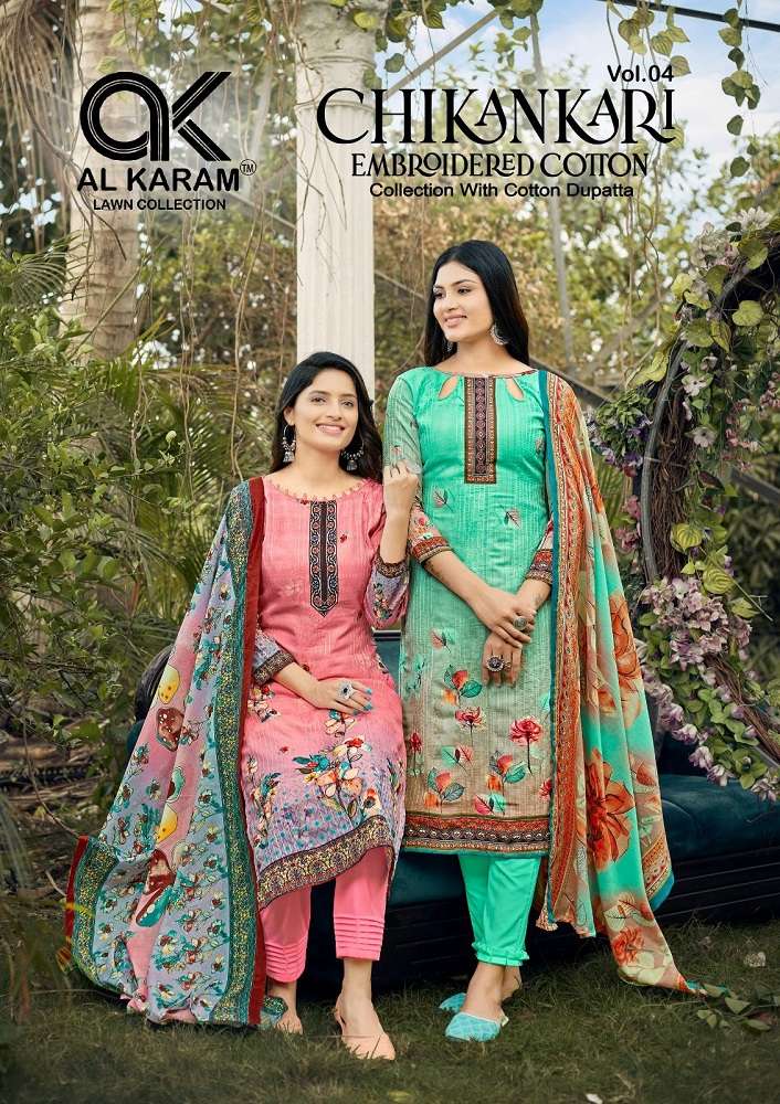 Al Karam Chikankari Embroidery Vol 4 Dress Material Wholesale catalog