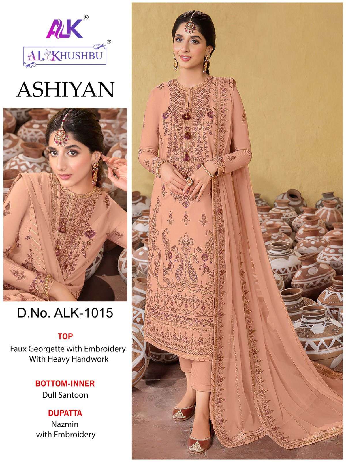 Al Khushbu Ashiyan 1015 Embroidered Pakistani Suit Wholesale catalog