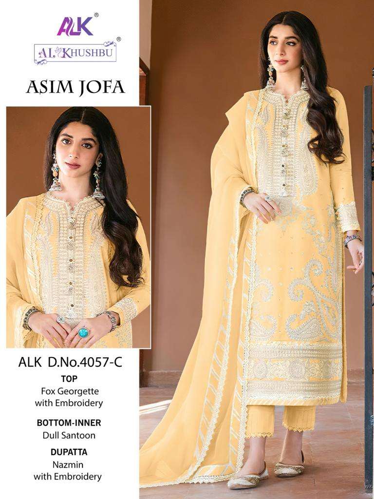 Alk Khushbu Asim Jofa Georgette Pakistani Suit Wholesale catalog