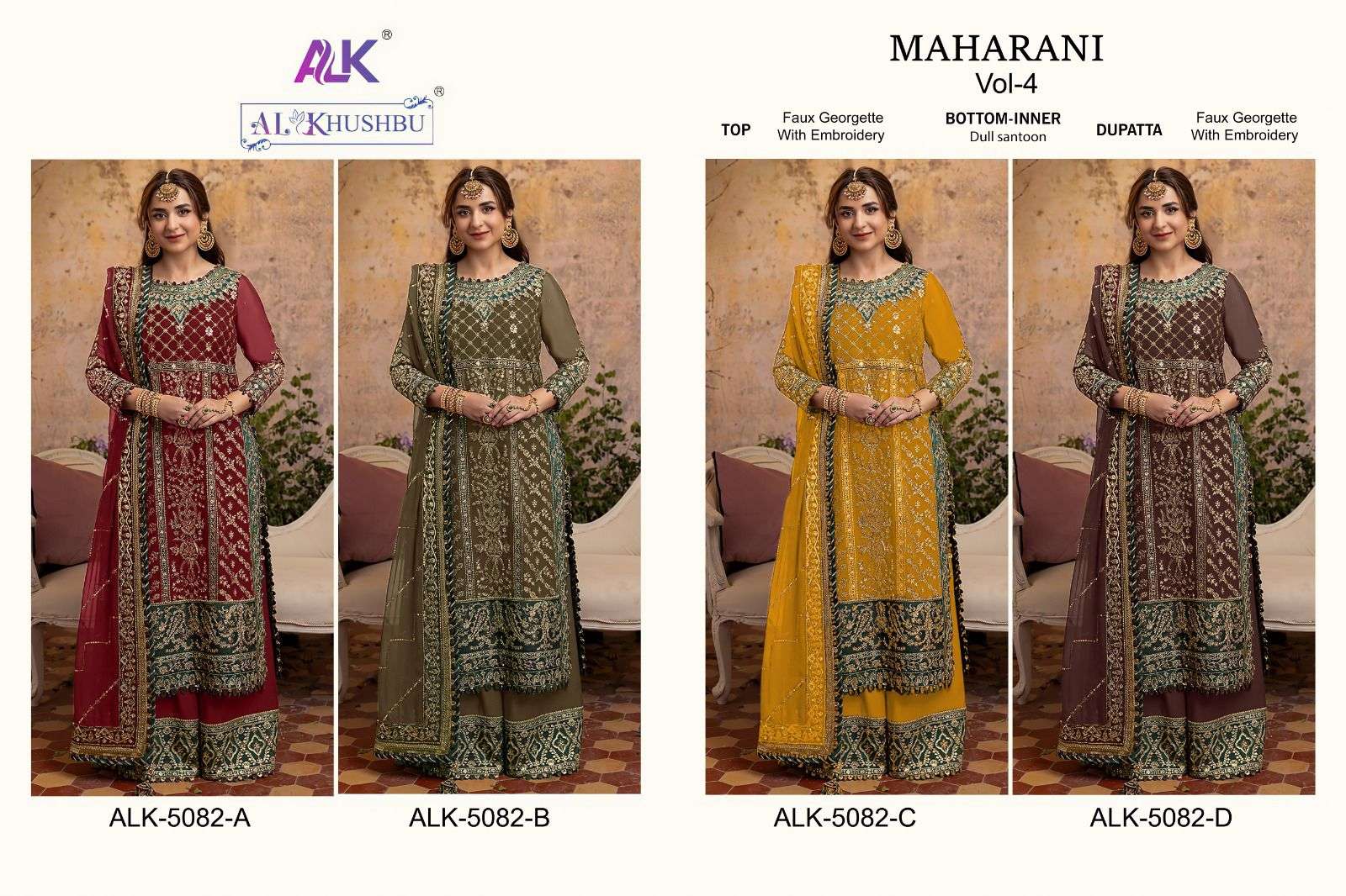 Alk Khushbu Maharani Vol 4 Georgette Pakistani Suit Wholesale catalog