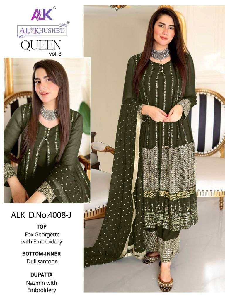 Alk Khushbu Queen 4008 H To K Georgette Salwar Kameez Wholesale catalog