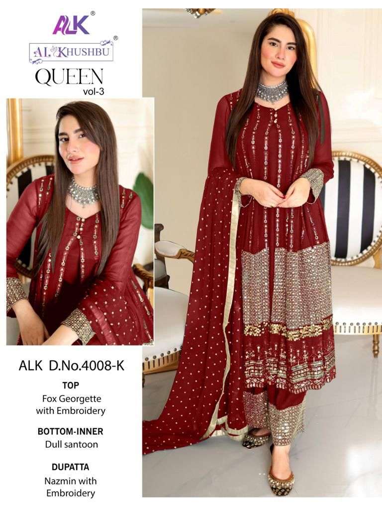 Alk Khushbu Queen 4008 H To K Georgette Salwar Kameez Wholesale catalog