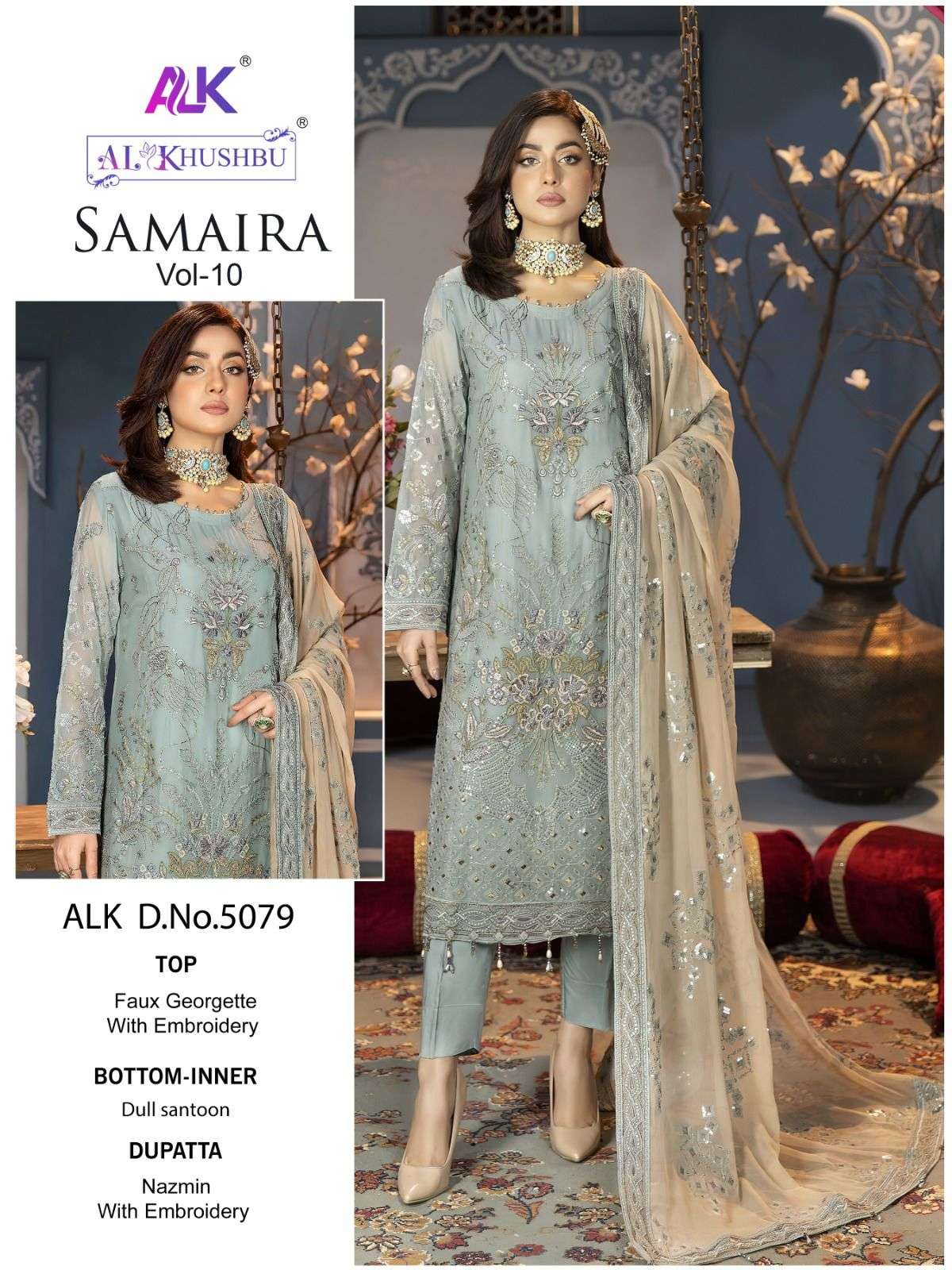 Alk Khushbu Samaira Vol 10 Georgette Pakistani Suit Wholesale catalog