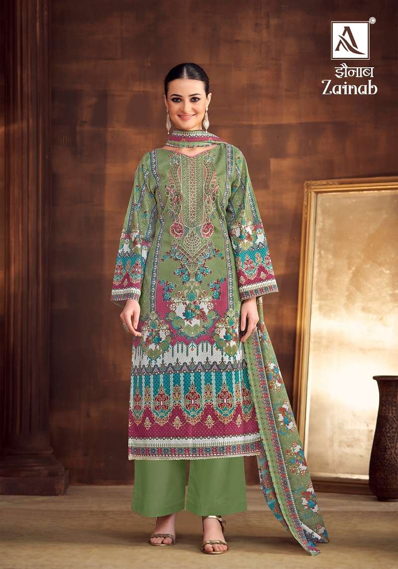 Alok Zainab Cambric Cotton Dress Material Wholesale catalog