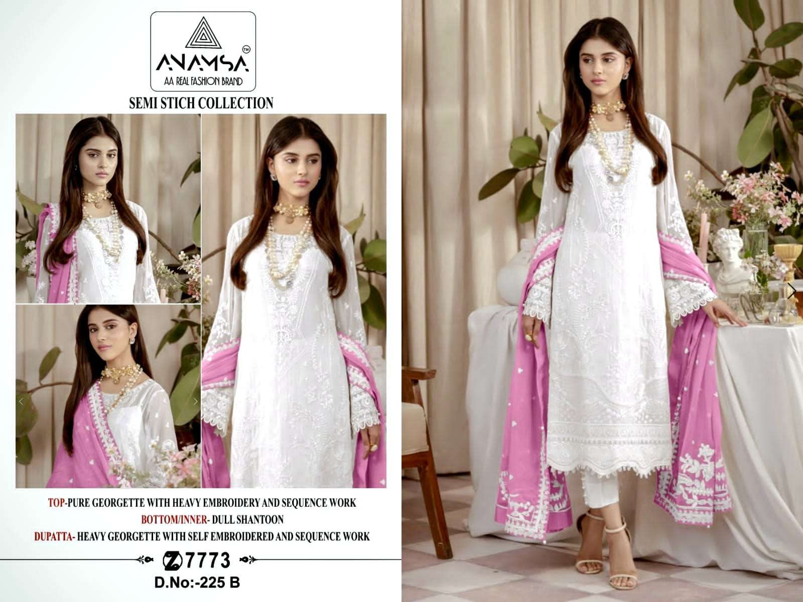 Anamsa 225 A To D Embroidered Salwar Kameez Wholesale catalog