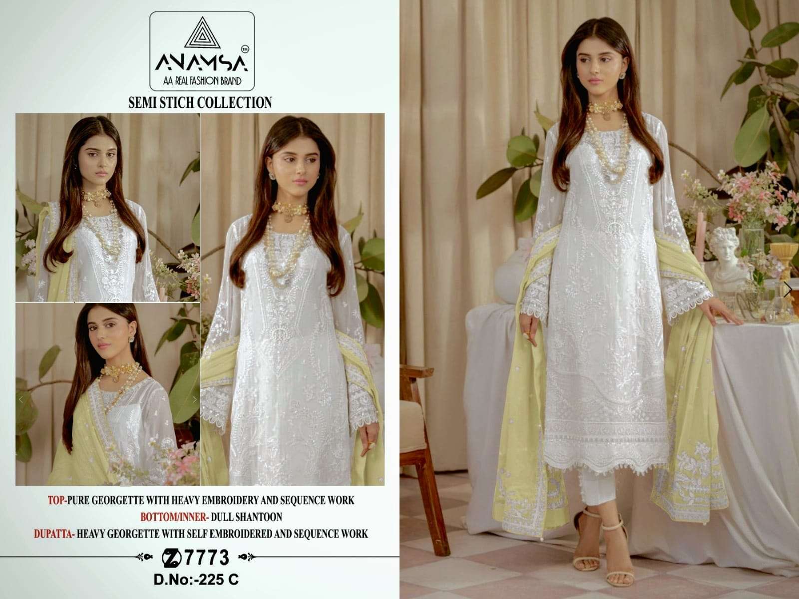 Anamsa 225 A To D Embroidered Salwar Kameez Wholesale catalog