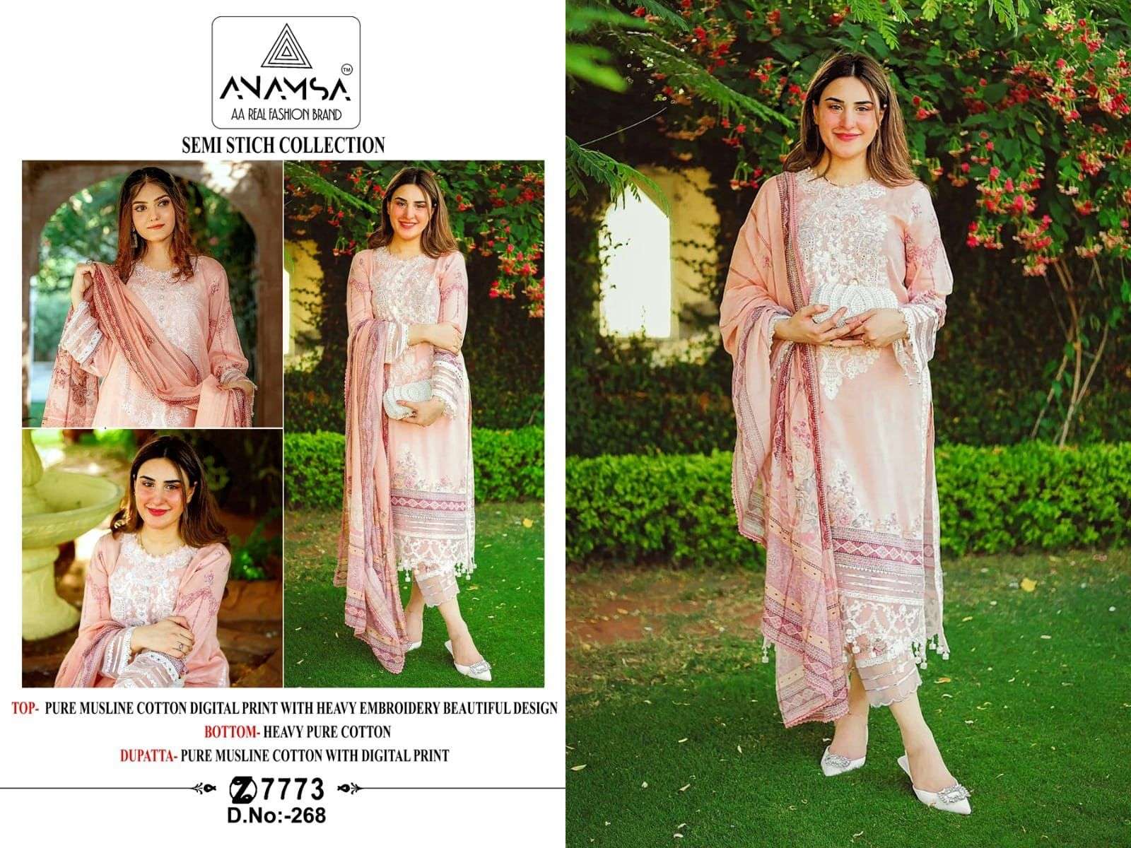 Anamsa 268 Musline Cotton Salwar Kameez Wholesale catalog