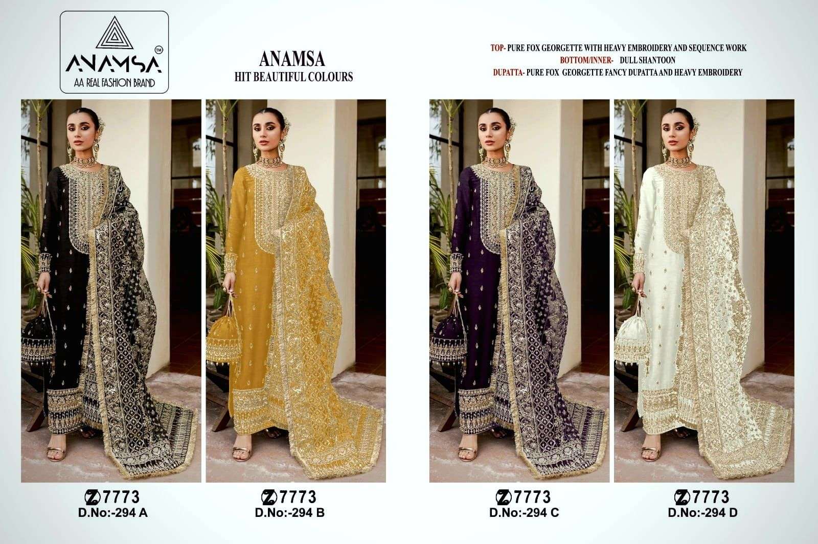 Anamsa 294 A To D Hits Georgette Salwar Kameez Wholesale catalog