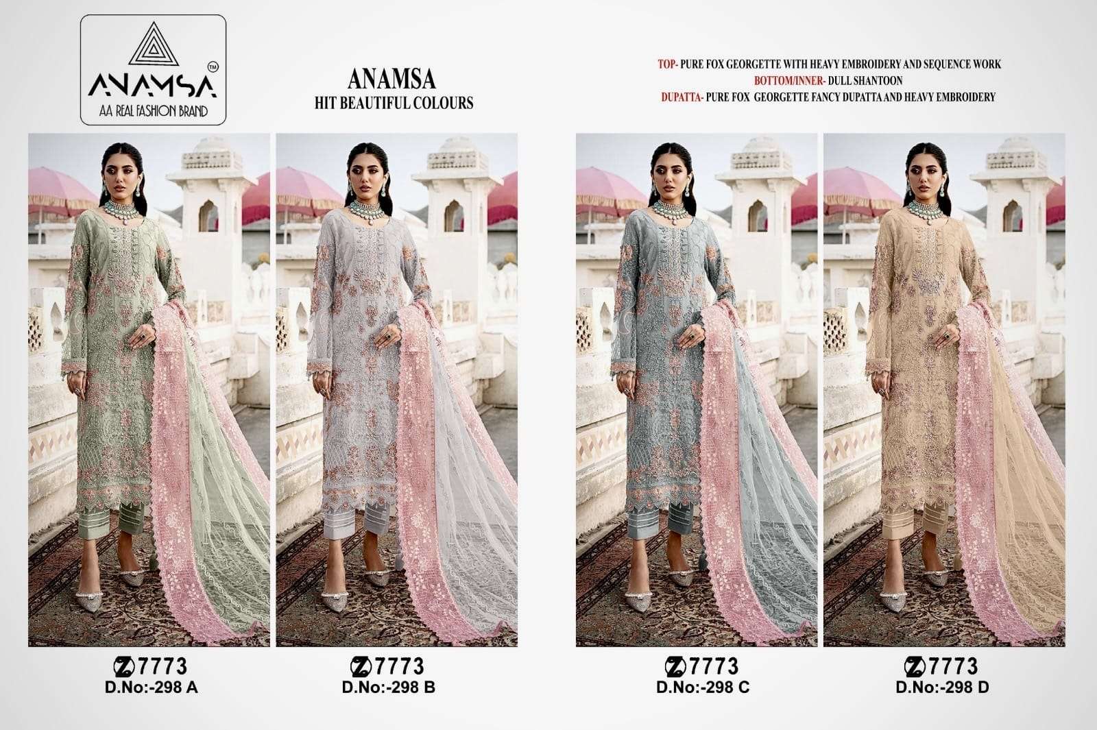 Anamsa 298 A To D Hits Georgette Salwar Kameez Wholesale catalog