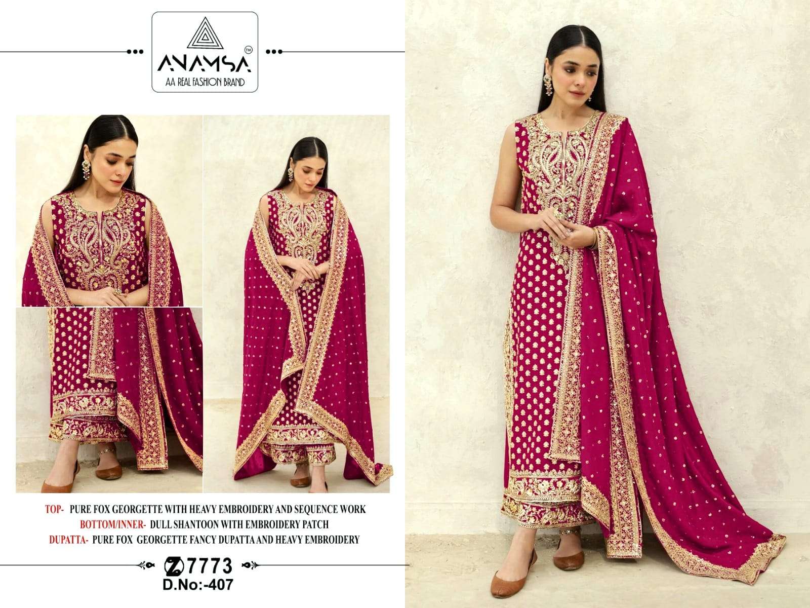 Anamsa 407 Georgette Salwar Suits Wholesale catalog