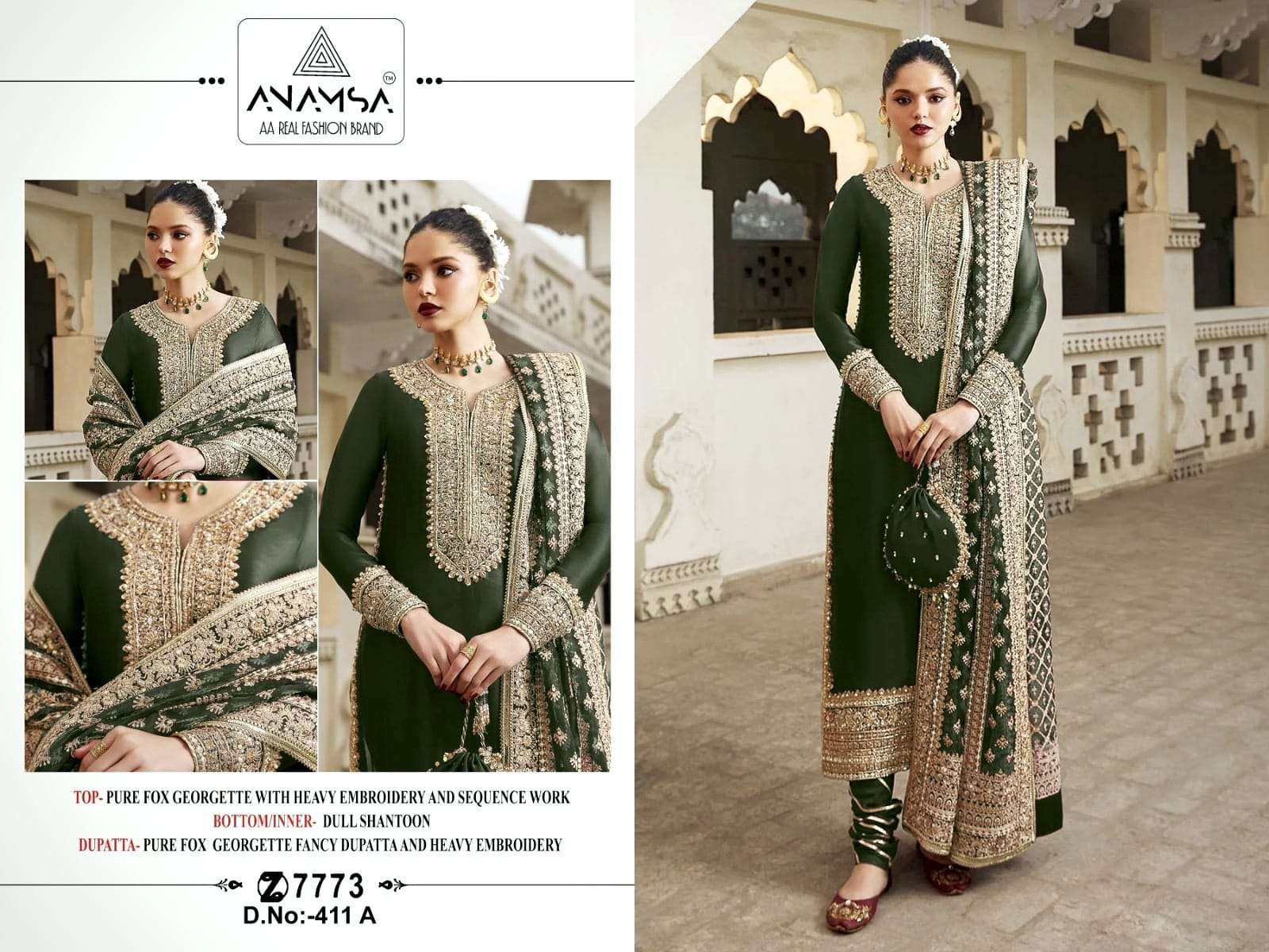 Anamsa 411 A To D Hits Georgette Salwar Kameez Wholesale catalog