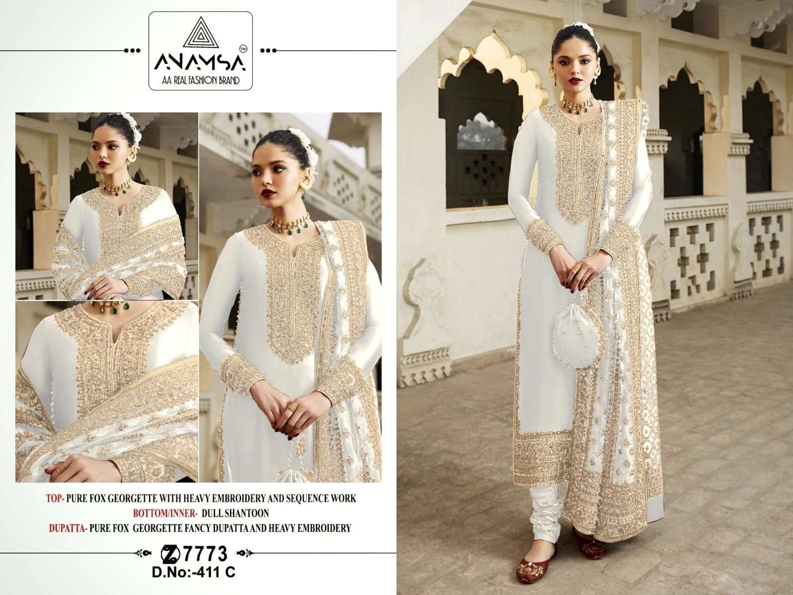 Anamsa 411 A To D Hits Georgette Salwar Kameez Wholesale catalog