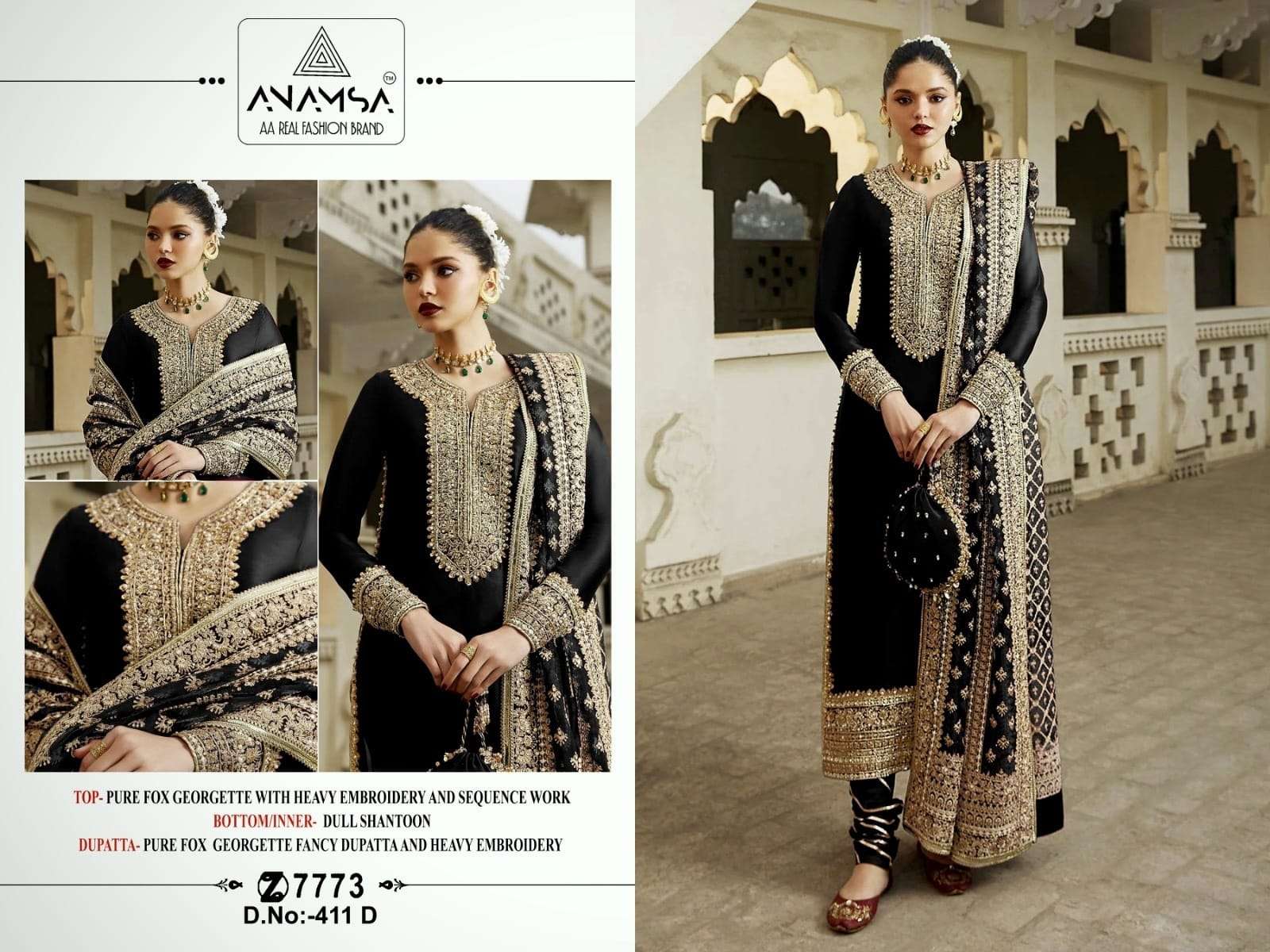 Anamsa 411 A To D Hits Georgette Salwar Kameez Wholesale catalog