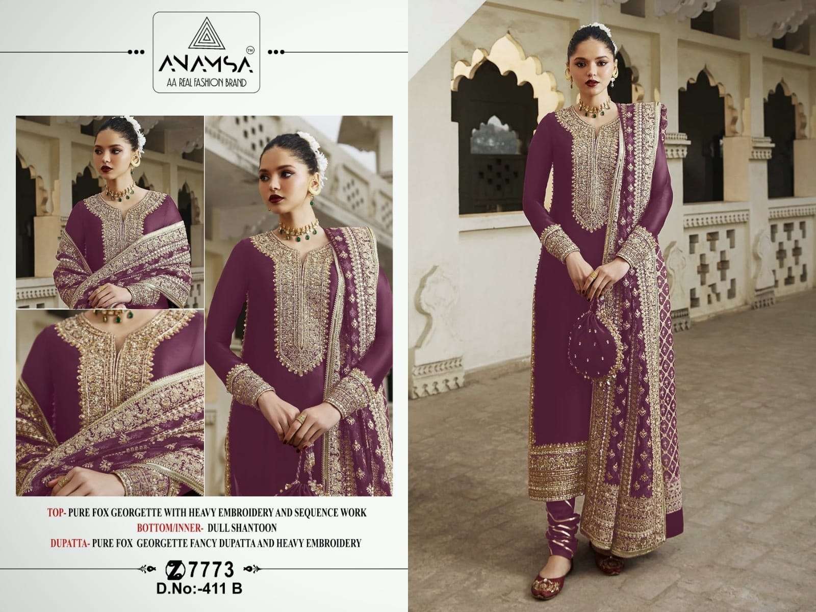 Anamsa 411 A To D Hits Georgette Salwar Kameez Wholesale catalog