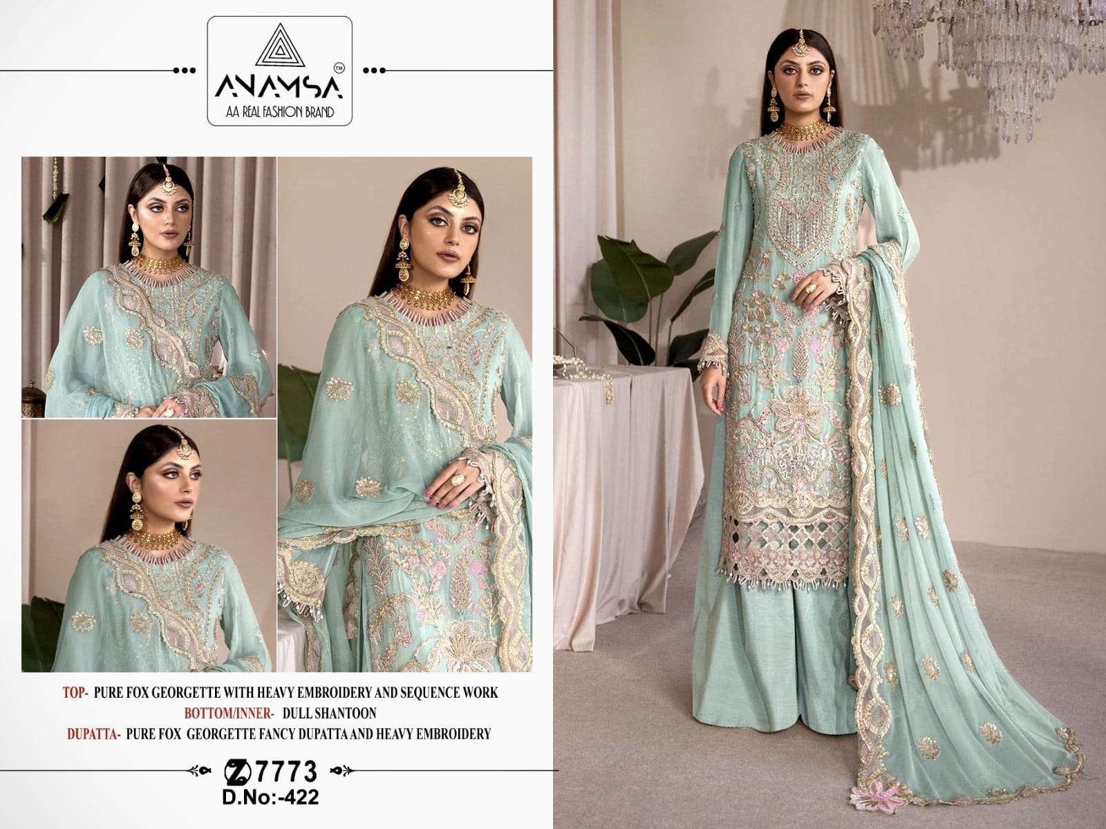 Anamsa 422 Georgette Salwar Kameez Wholesale catalog