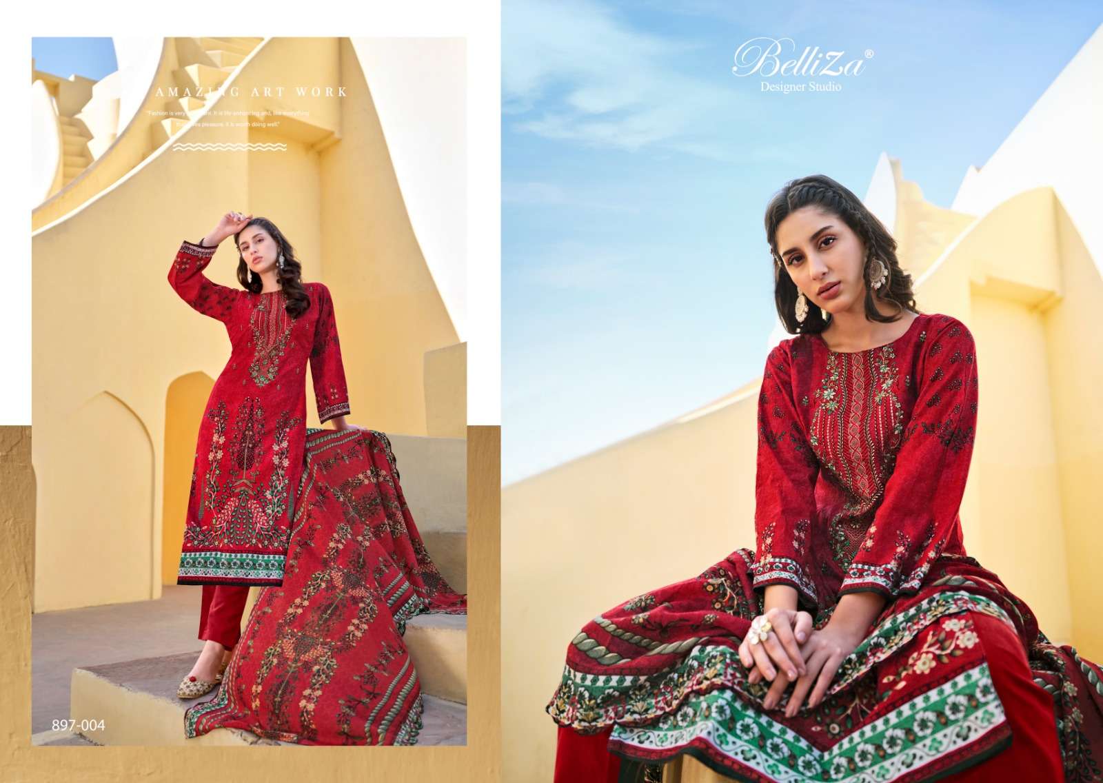 Belliza Guzarish Vol 5 Cotton Embroidered Dress Material Wholesale catalog