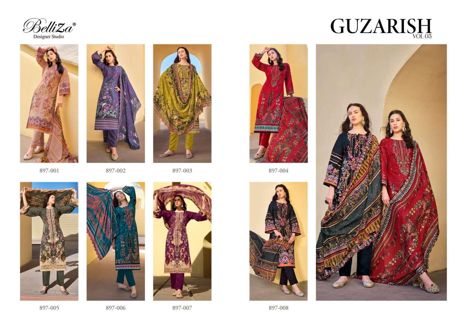 Belliza Guzarish Vol 5 Cotton Embroidered Dress Material Wholesale catalog