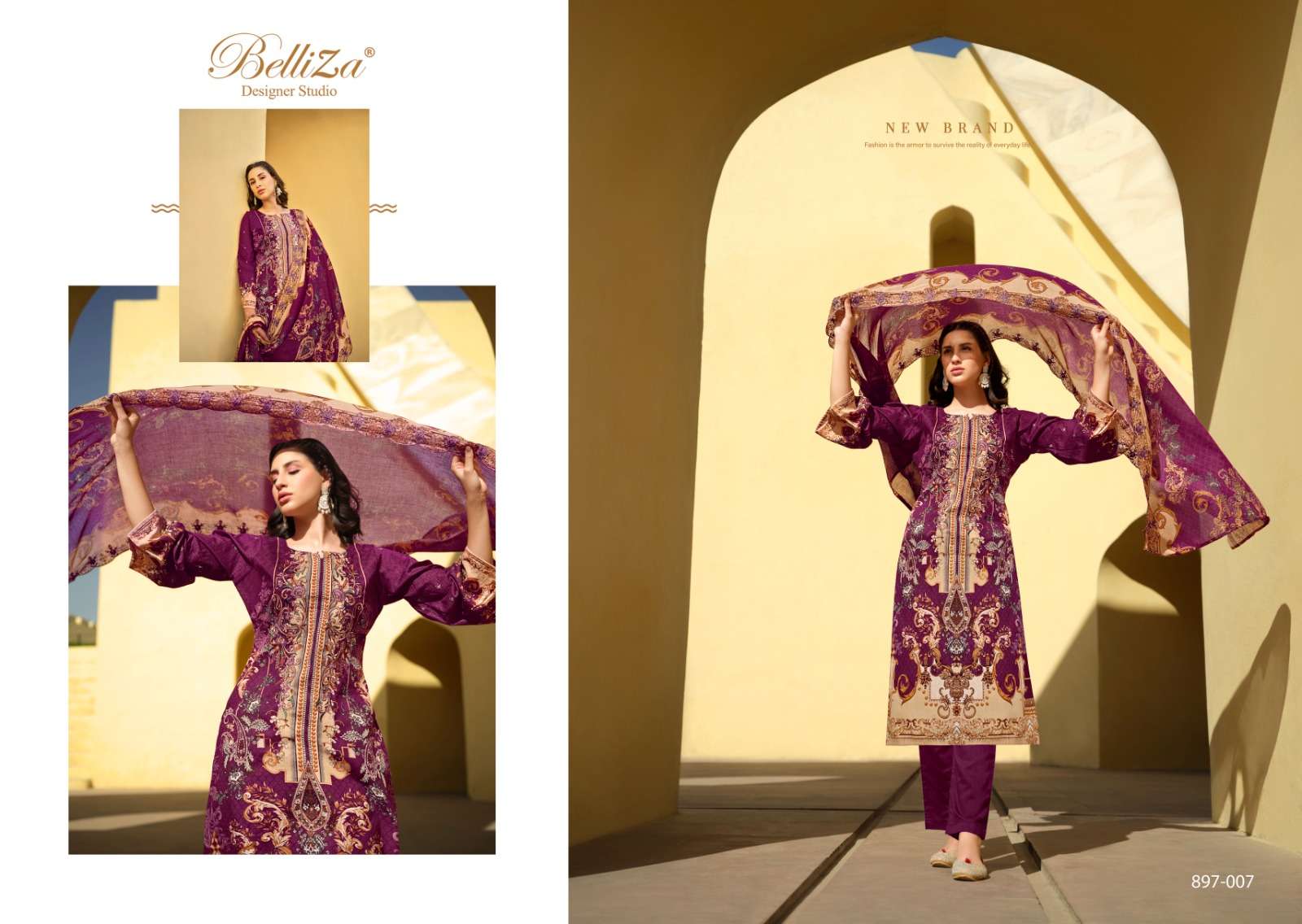 Belliza Guzarish Vol 5 Cotton Embroidered Dress Material Wholesale catalog