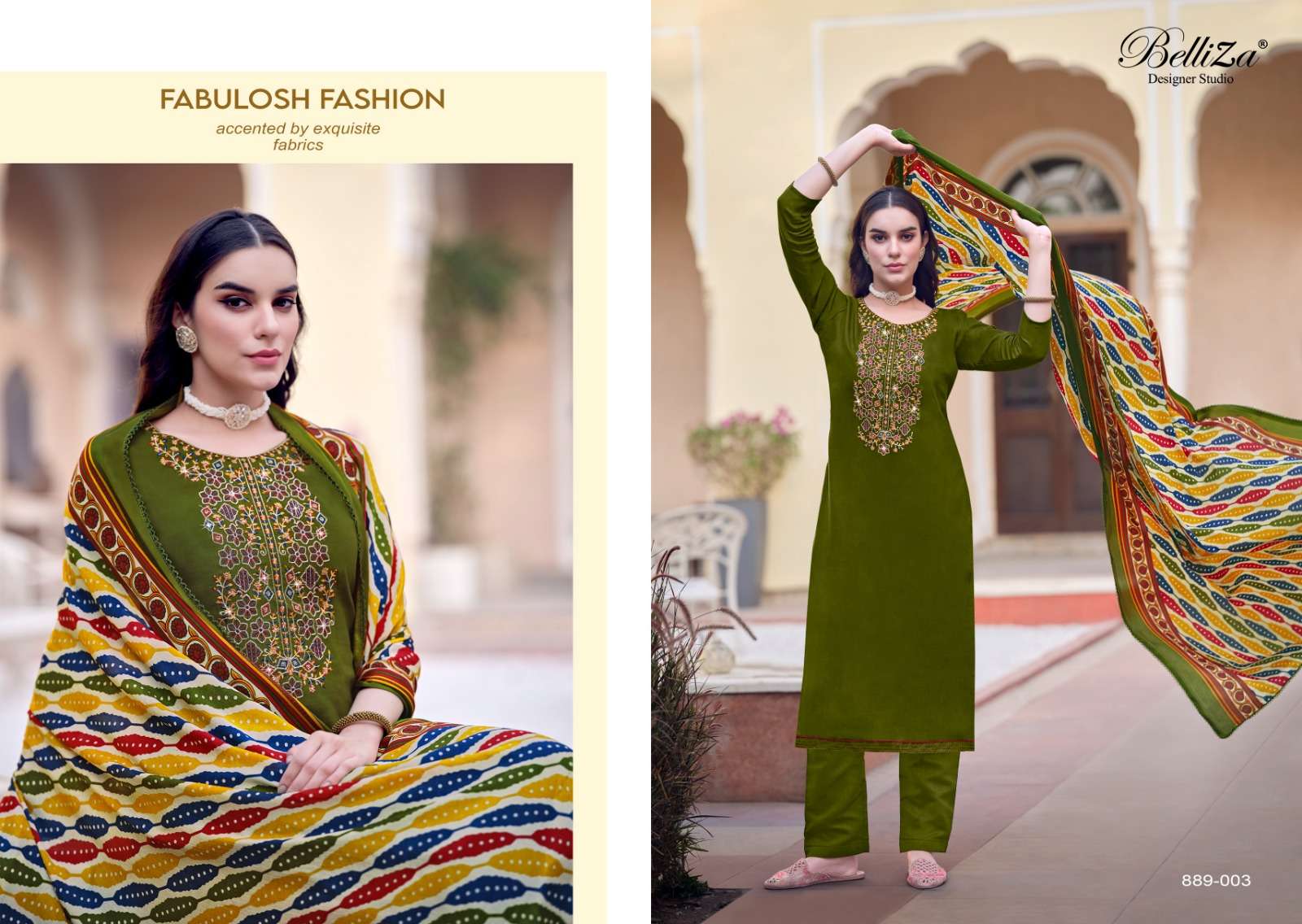 Belliza Lovina Vol 3 Rayon Embroidred Dress Material Wholesale catalog