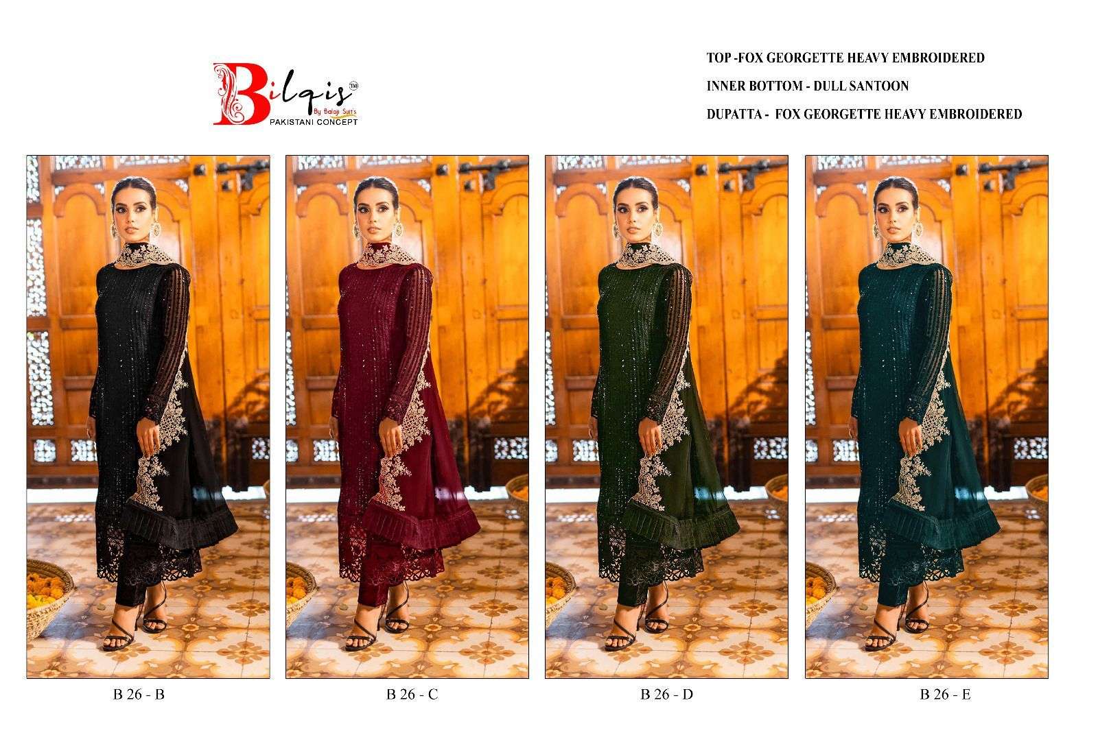 Bilqis B 26 B To E Georgette Salwar Kameez Wholesale catalog