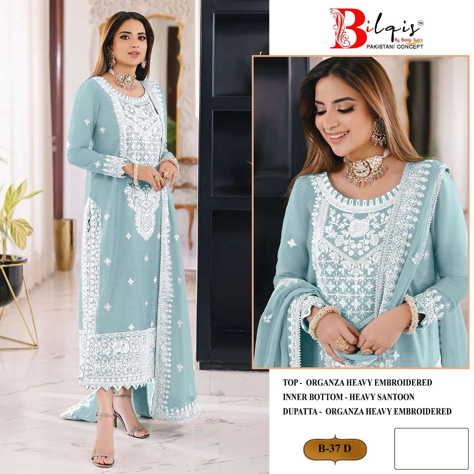 Bilqis B 37 A To D Organza Salwar Kameez Wholesale catalog