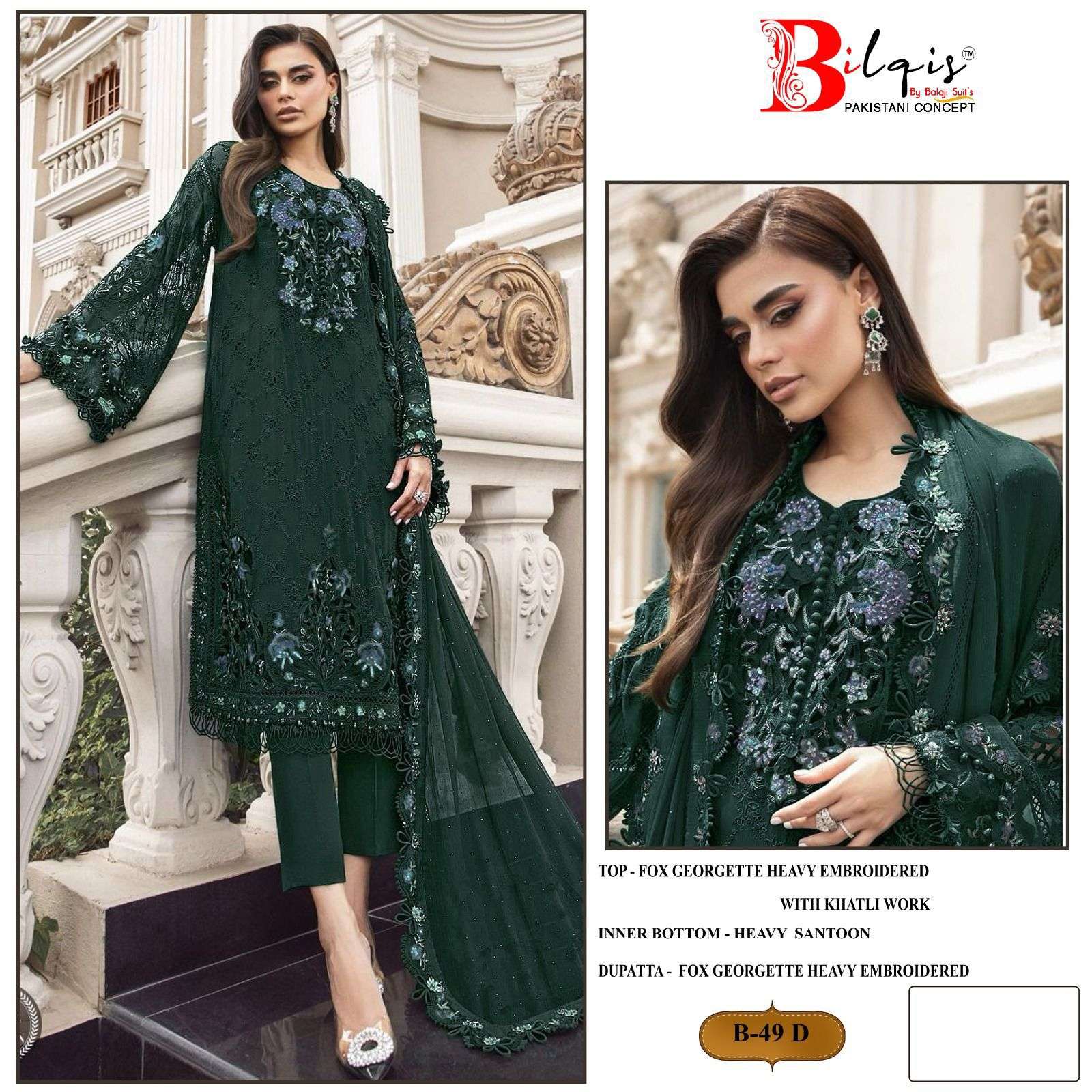 Bilqis B 49 A To D Embroidered Salwar Kameez Wholesale catalog