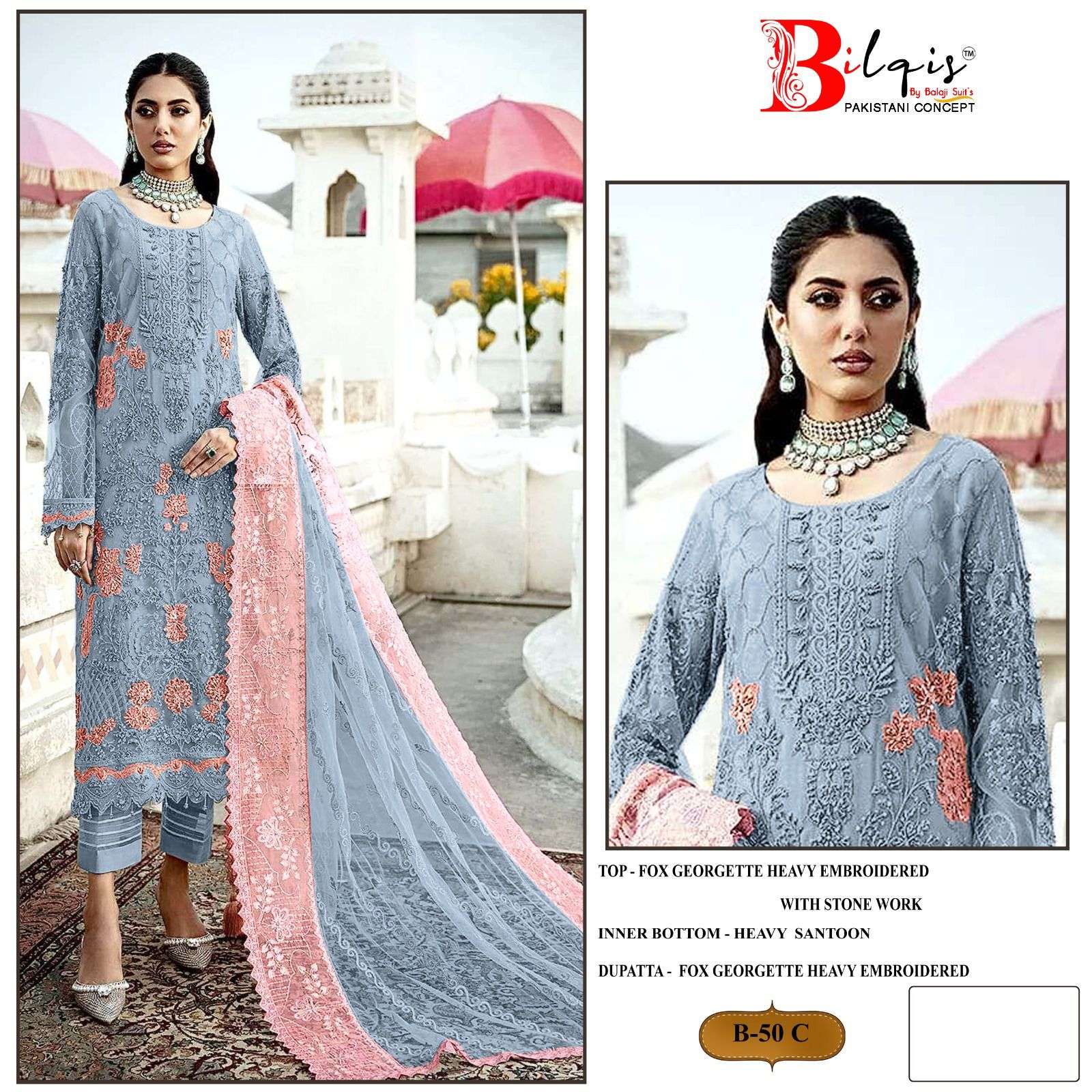 Bilqis B 50 A To D Georgette Salwar Kameez Wholesale catalog