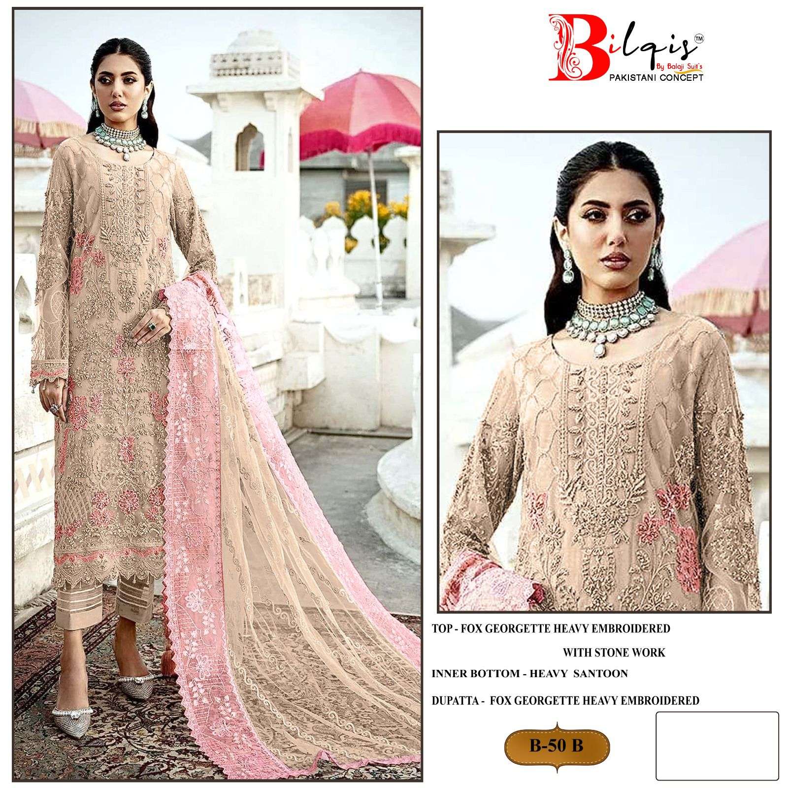 Bilqis B 50 A To D Georgette Salwar Kameez Wholesale catalog