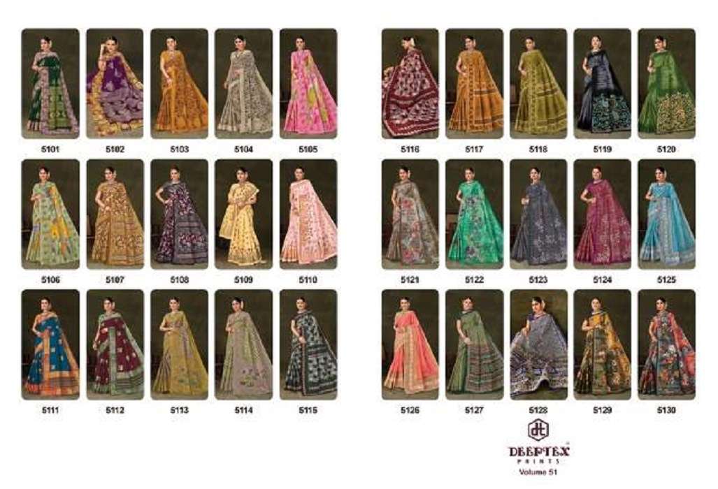 Deeptex Mother India Vol-51 – Cotton Saree -Wholesale Catalog