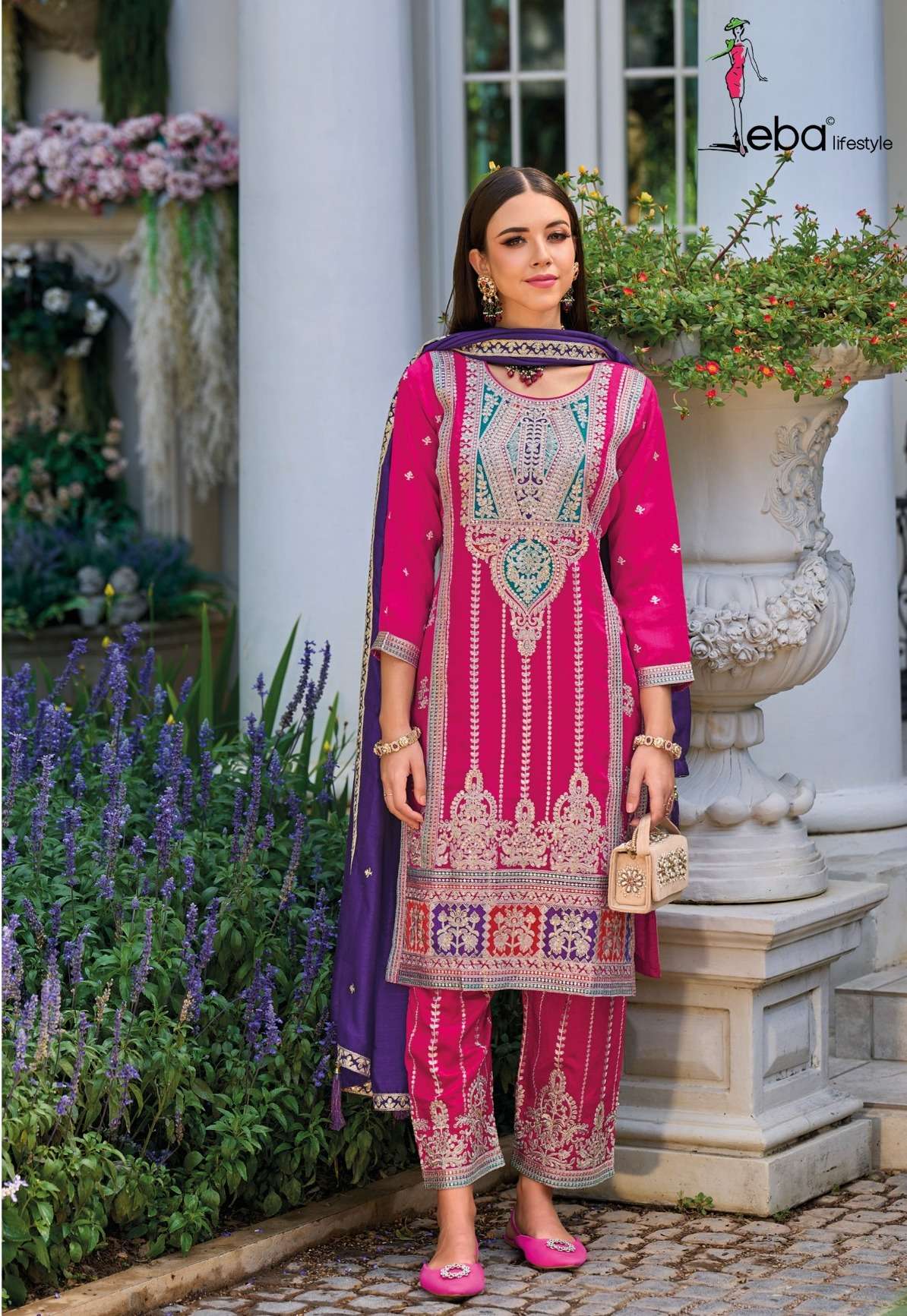 Eba Arzo Embroidery Kurti Pant With Dupatta Wholesale catalog