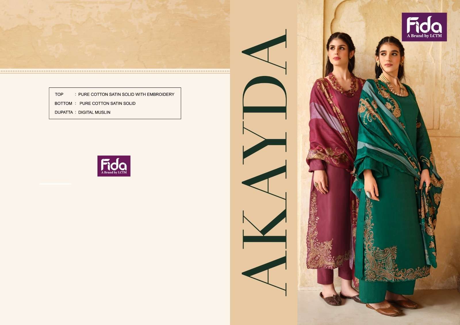 Fida Akayda Embroidery Cotton Dress Material Wholesale catalog