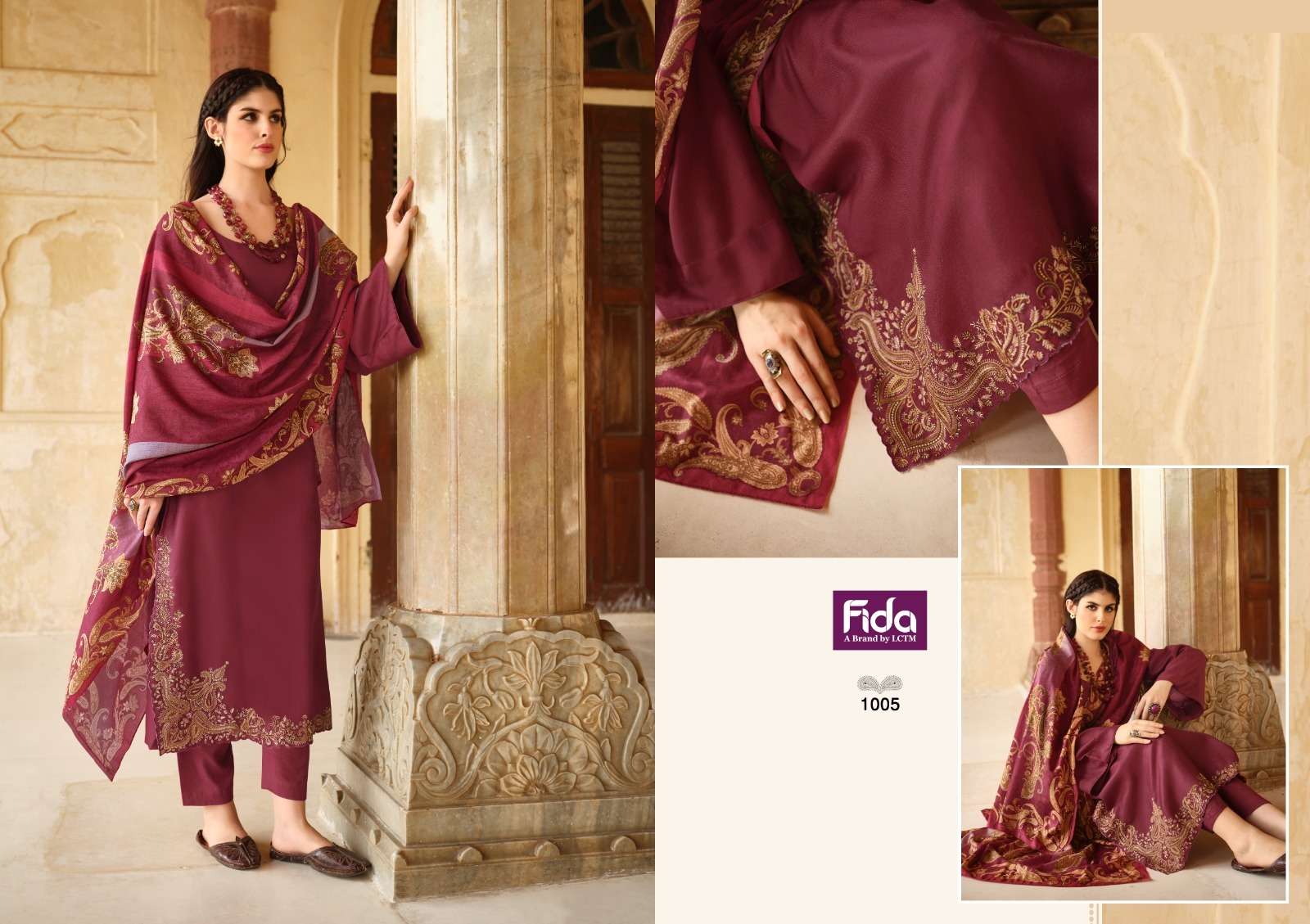 Fida Akayda Embroidery Cotton Dress Material Wholesale catalog